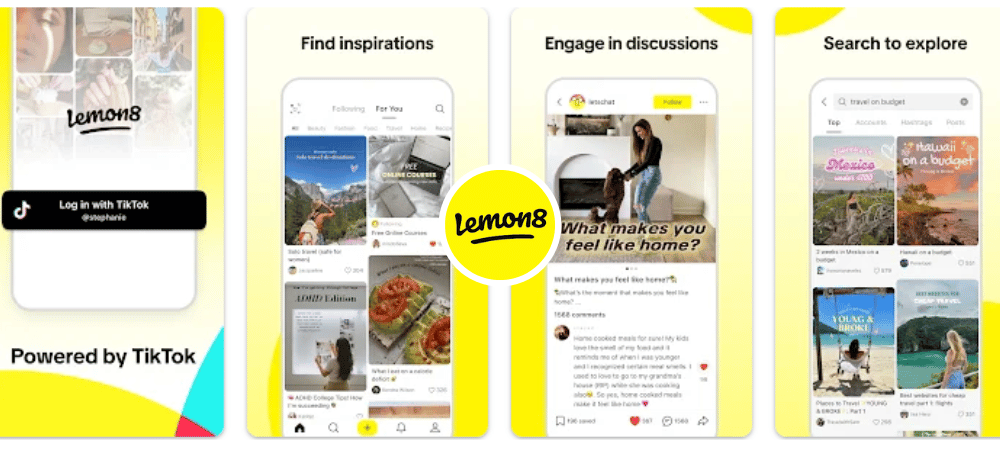 three different screens showing different types of social media ( Best Apps Similar To Tumblr )