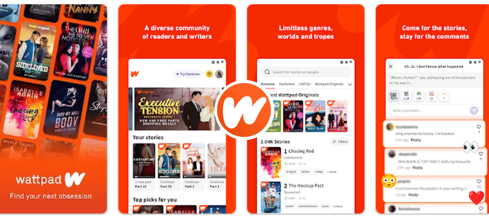 an app that shows movies and books on an orange background (Best Apps Similar To Tumblr )